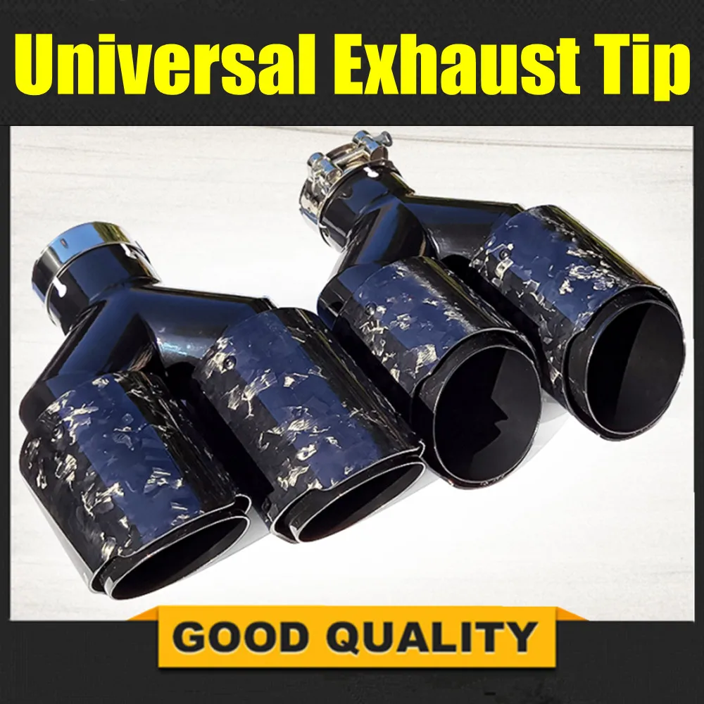 

Car Modification Universal Dual Glossy black Automobile Exhaust pipe MUFFLER pipe Forged carbon fiber exhaust tip universal