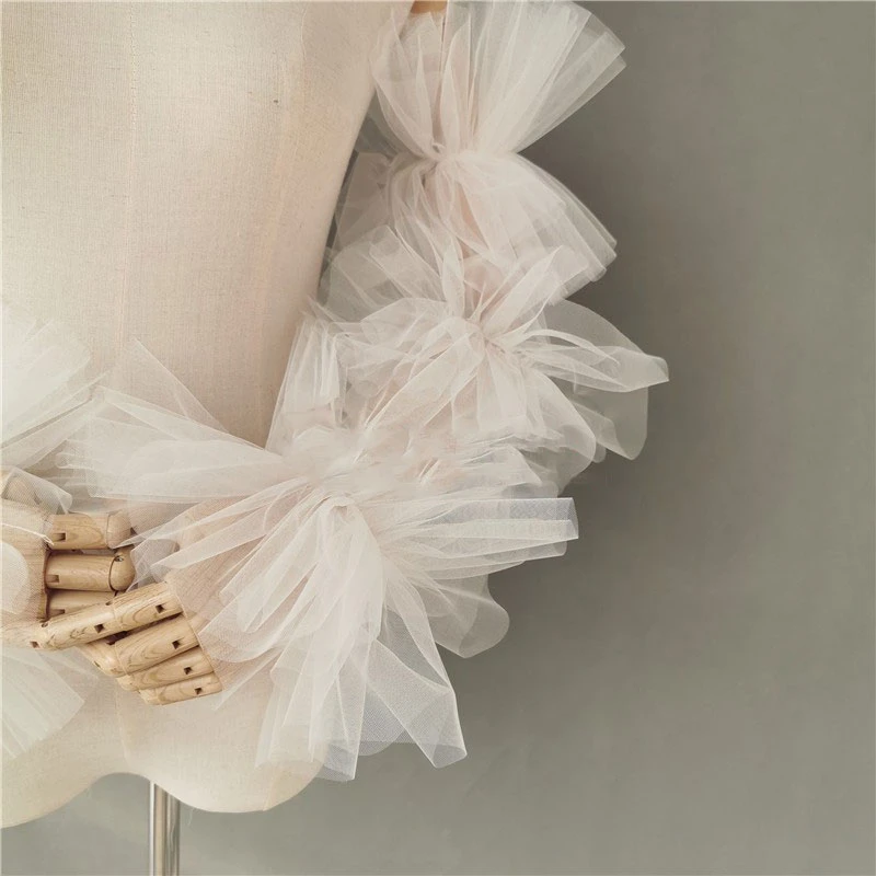 Mingli Tengda Bridal Gloves Wedding Accessories Mori Exaggerated Modeling Long Gloves Wedding Arm Cover Decorated Bride Tulle