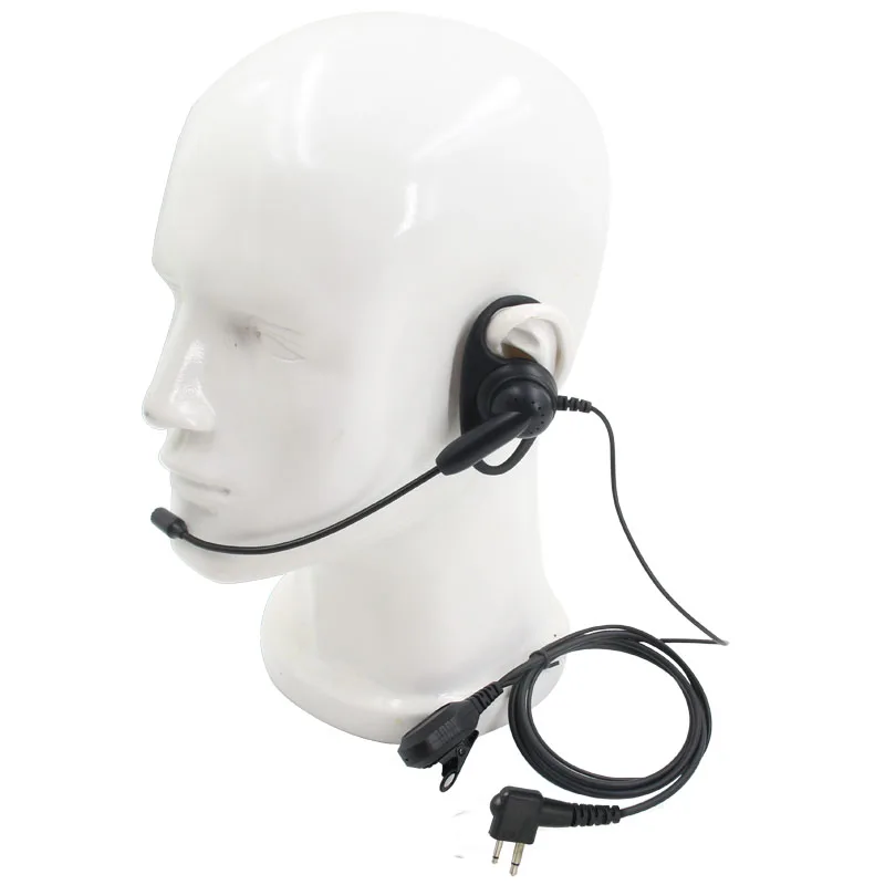 Auriculares tácticos en forma de D de 2 pines, cascos PTT Mic Earhook para MOTOROLA GP88S GP2000 Hytera PD500 TC585 TC70000 Radio