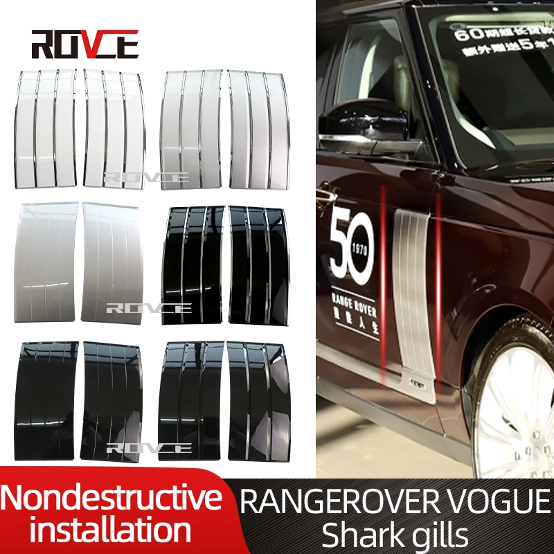 ROVCE Side Door Fender Air Vents Trim Chrome Line For RANGE ROVER VOGUE 2013-2020 Air Outer Trim Decorative Sticker Car Styling