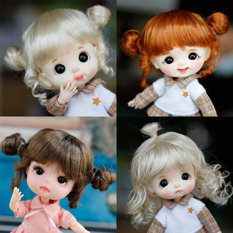 New 1/8BJD SD DD doll hair cute blonde pink soft imitation mohair hair for 1/12BJD ob11 doll wig Doll accessories