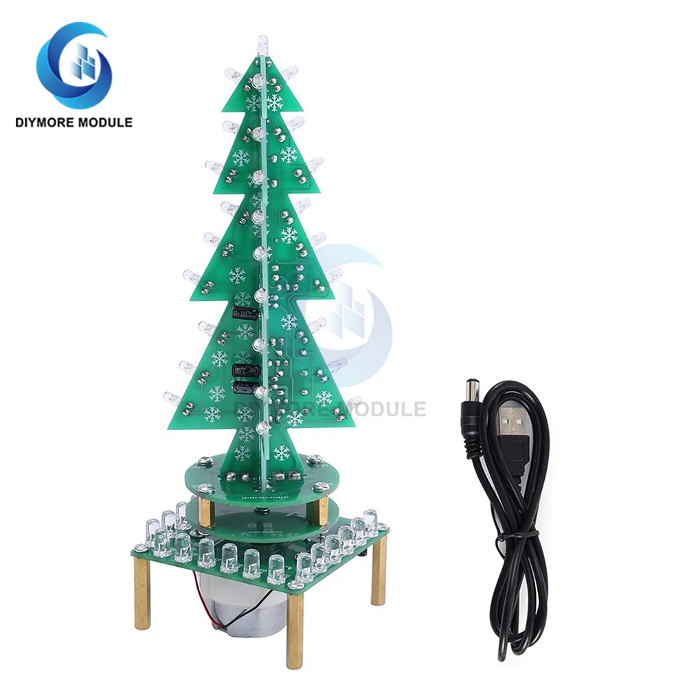 Rotating Colorful Music Christmas Tree LED Water Lamp Light Electronic DIY Kit Decor Christmas Gift+Breathing Light Parts