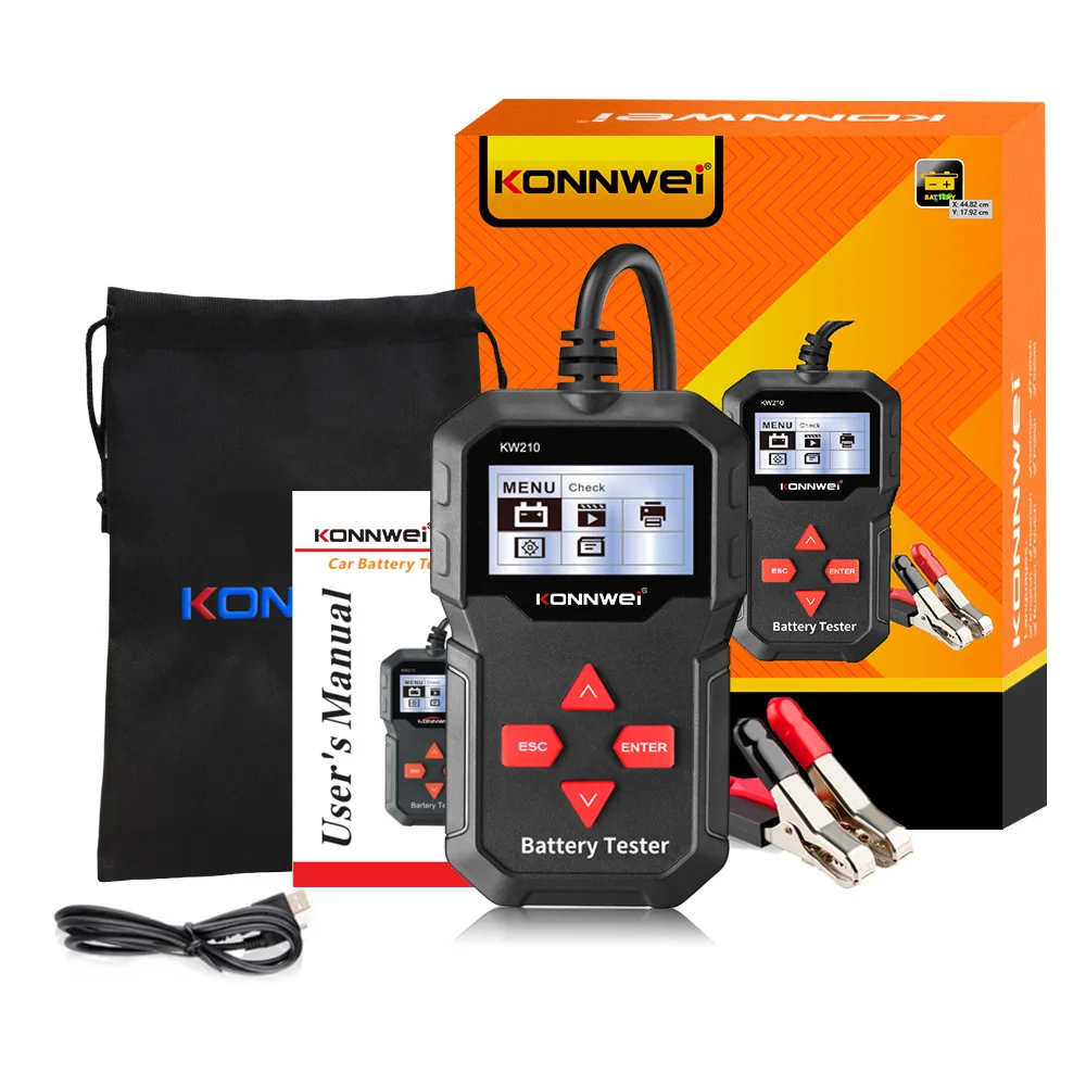 KONNWEI KW210 Battery Tester 12V Automotive Battery Tester Car Battery Tester Digital Cranking Charging Testing Auto Car Tool