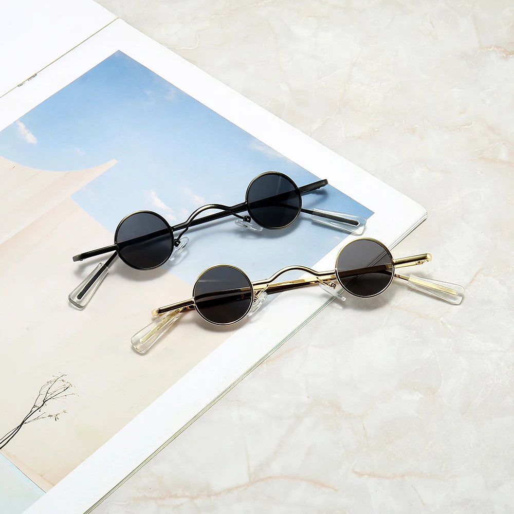 Retro Mini Sunglasses Round Men Metal Frame Gold Black Red Small Round Framed Sun Glasses For Women Eye Care Accessories