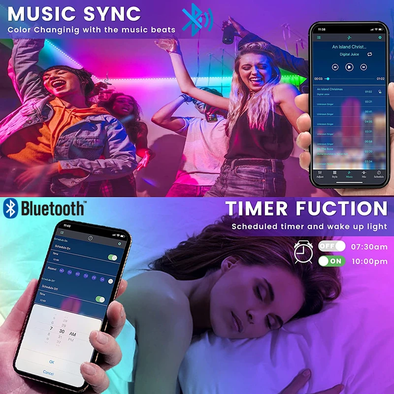 LED Strip Lights RGB 5050 Luz Flexible Tape Luminous String Luces Bluetooth Remote Control TV Backlight Holiday Fita Party Decor