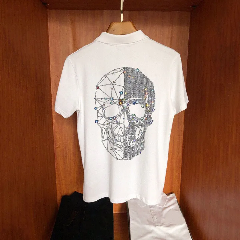 

Summer Design Men's T-Shirt Short-Sleeved Skull Hot Drill Style Polo Golf Casual Cotton Breathable Plus Size