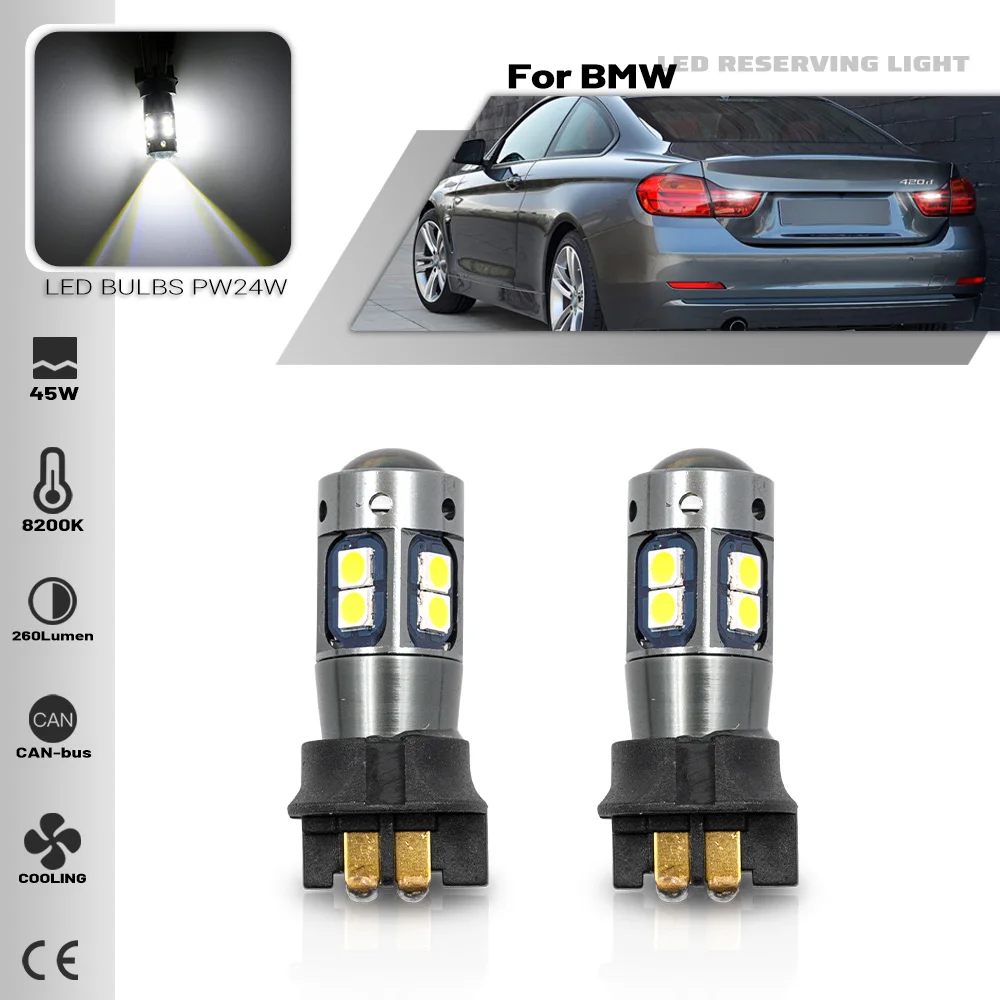 

2X Led PW24W PW16W Reverse Light Bulb Lamp Canbus NoError For BMW 4 Series F32 F33 F36 F82 F83 M4 Pre-LCI 5 Series F07 LCI 13-17