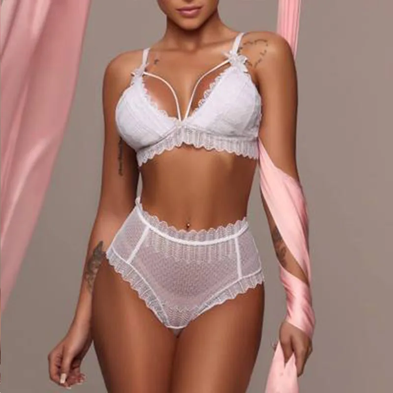 Lace Erotic Lingerie Porno Temptation Costumes 2019 Women Hot Sexy Lingerie Halter Sleepwear L Waist G-string Suits Lingerie Set