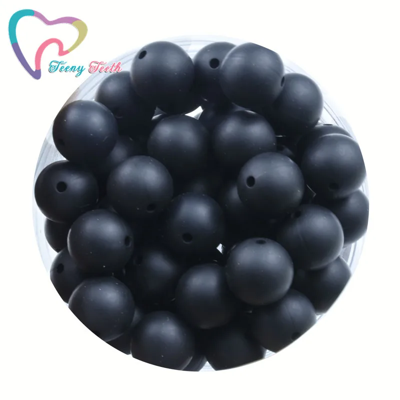 

Teeny Teeth 100 PCS Black 12-19 MM Perles BPA Free Baby Toy Diy Teether Teething Necklace Accessories Silicone Round Ball Beads