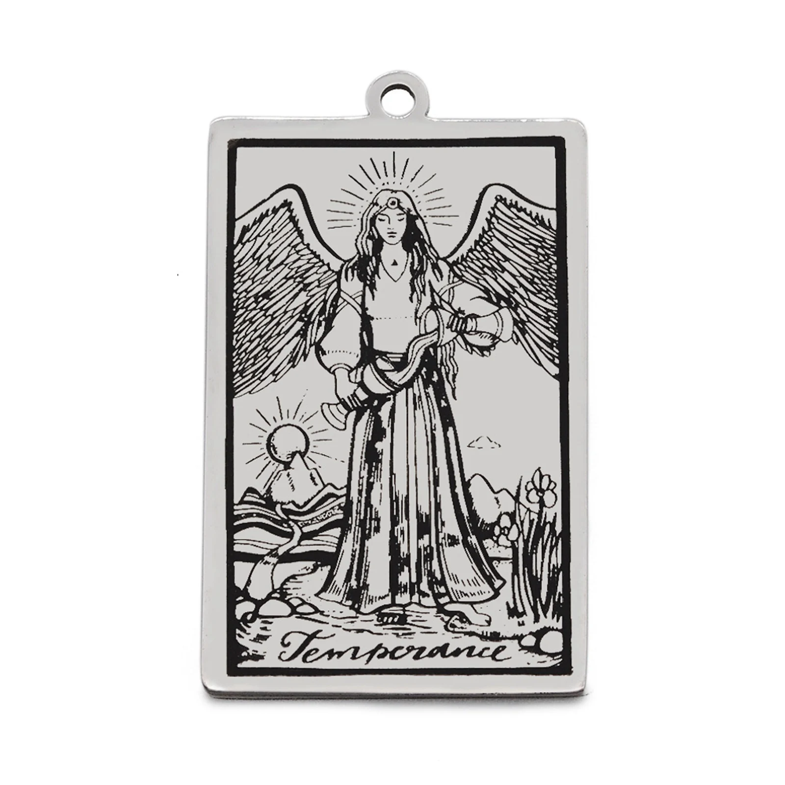 5Pcs Stainless Steel Tarot Card Pendants Charms Good Luck Amulet The Major Arcana Charm For DIY Necklace Dangle Jewelry Making