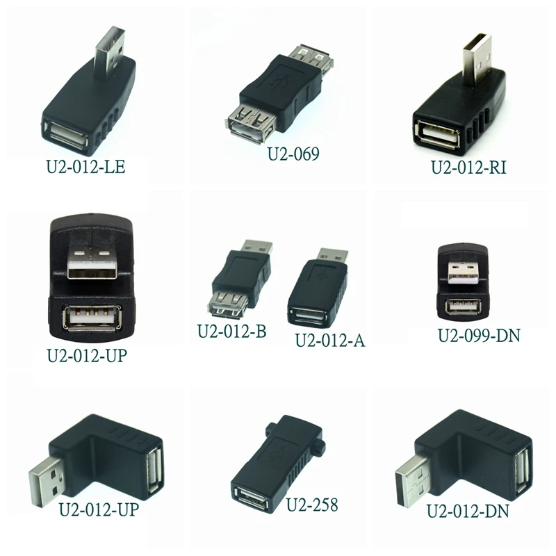 90องศา180องศาซ้ายขวาขึ้นมุม L การดัด USB 2.0อะแดปเตอร์ชาย-หญิงเชื่อมต่อสำหรับคอมพิวเตอร์โน้ตบุ๊ค1PCS