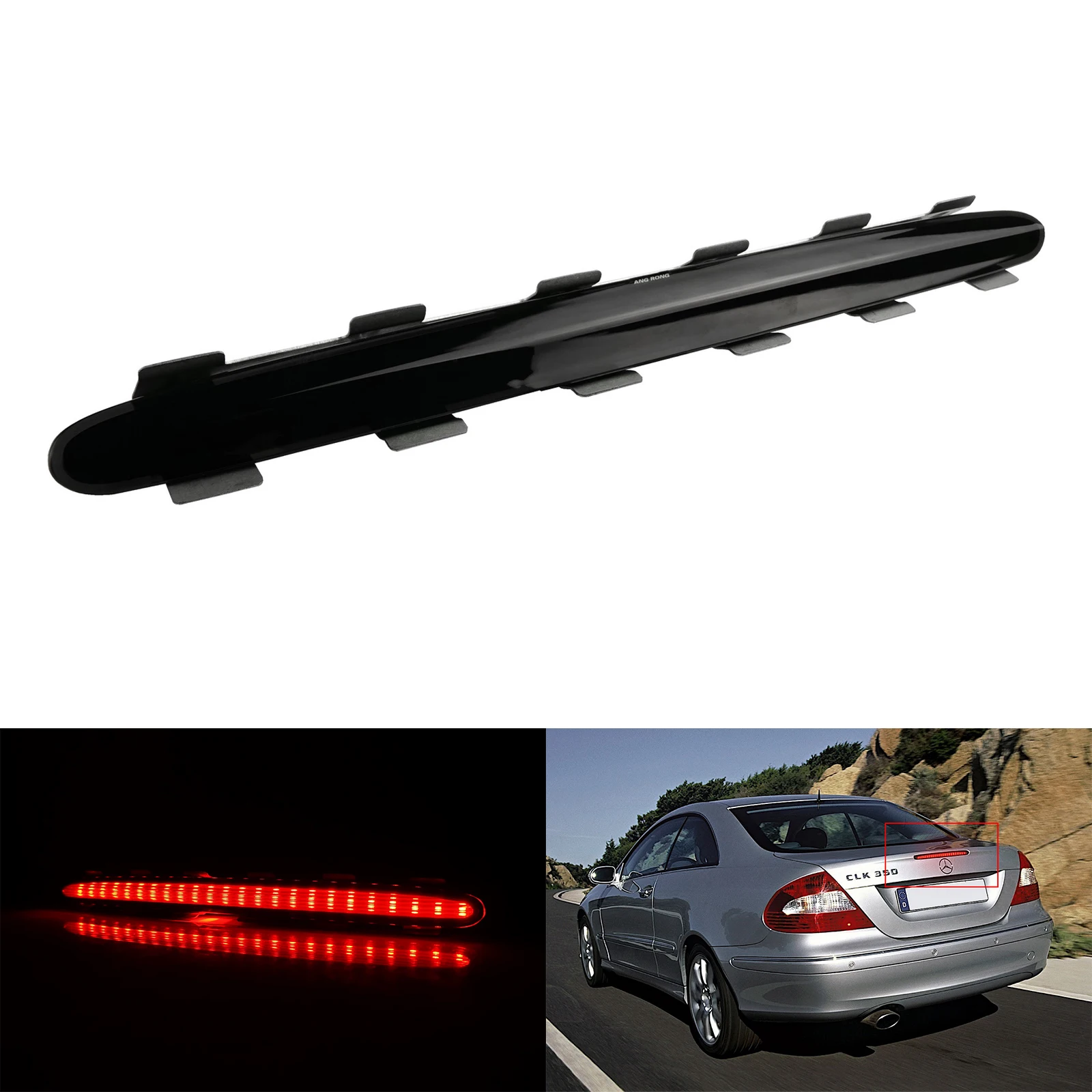 ANGRONG LED Third 3RD Rear High Level Brake Light Lamp Black For Mercedes Benz CLK W209