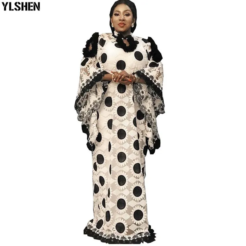 

Lace African Dresses for Women Boubou Robe Femme African Dress Dashiki Embroidered Flower Kaftan Dress Africa Plus Size Clothing