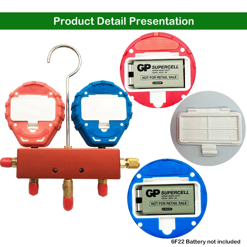 Pressure Gauge Manifold Refrigeration Digital Vacuum Tester Meter HVAC Temperature Tester Manifold Air Condition Refrigeration