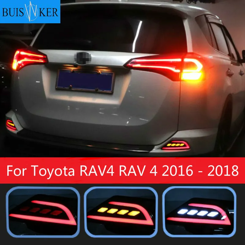 

For Toyota RAV4 RAV 4 2016 - 2018 Multi-functions LED Rear Bumper Light Fog Lamp Brake Light Dynamic Turn Signal Reverse Light