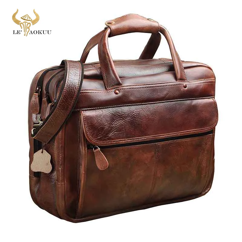 Men Oil Waxy Leather Antique Design Business Briefcase Laptop Document Case Fashion Attache Messenger Bag Tote Portfolio 7146-c