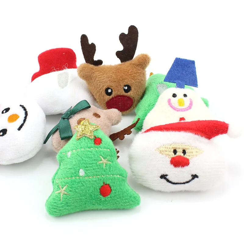 12Pcs Cartoon Christmas Tree Deer Snowman Santa Claus Handmade Appliques DIY Festival Crafts Decoration Headwear Accessories