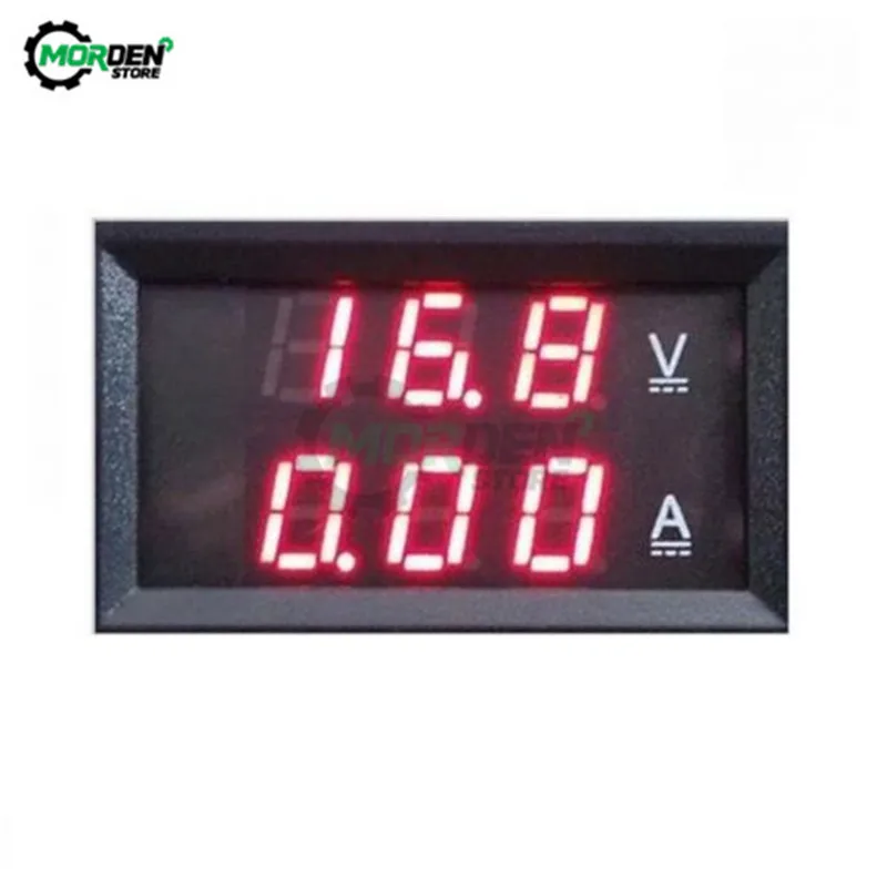 Voltmètre numérique à affichage LED pour touristes, ampèremètre, tension, courant, rouge, bleu, mini, 4 bits, 5 fils, DC, 100V, 200V, 10A, 50A, 0.28 pouces