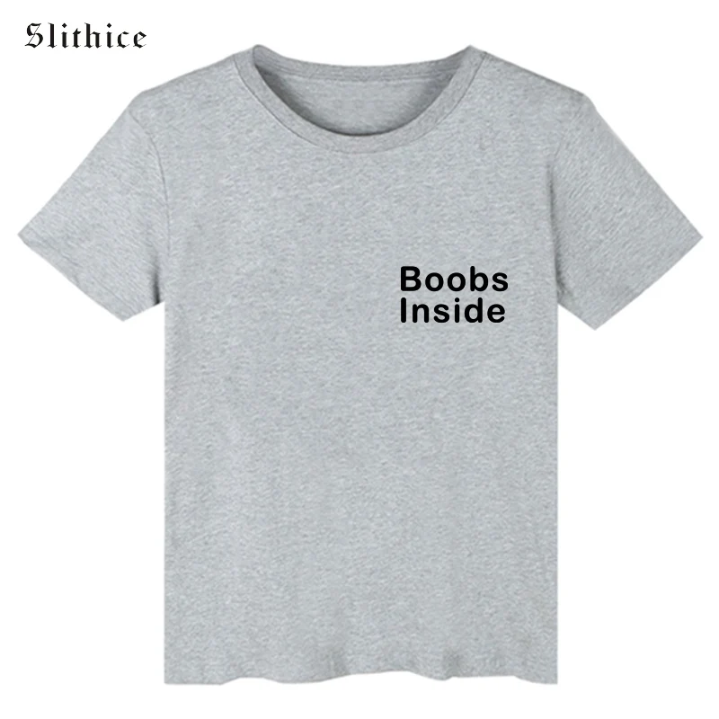 Slithice Summer T-shirts for women Short Sleeve Shirts Tops Sexy Boobs Inside Letter Print Casual female T-shirt tees Black Red