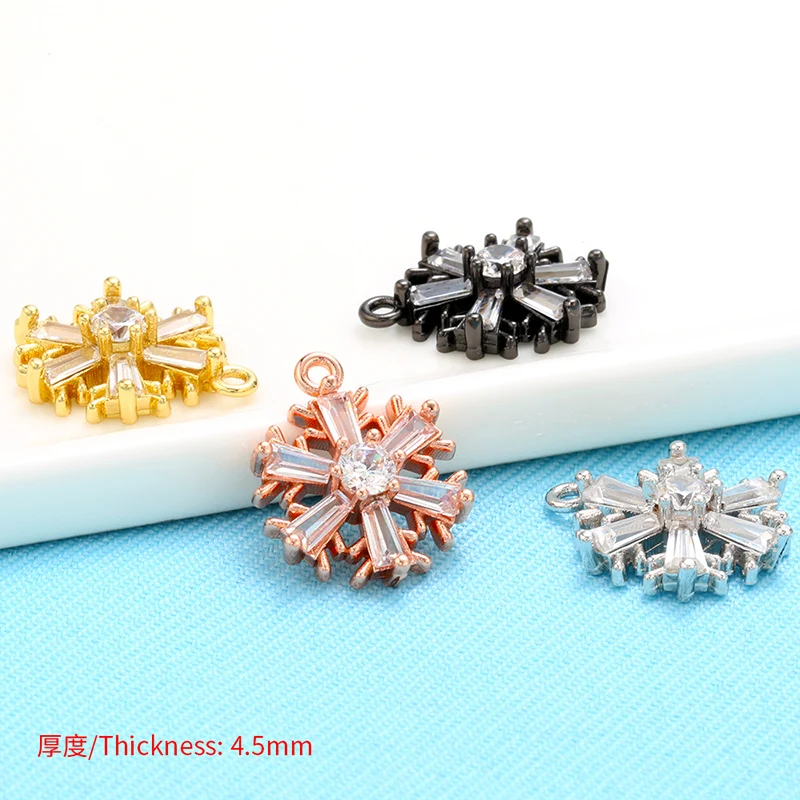 ZHUKOU 13x16.5mm brass crystal snowflake necklace pendant for women necklace jewelry accessories making findings model: VD646