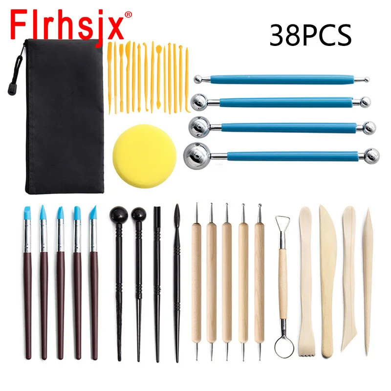 

38pcs/set Polymer Clay Tools Clay Sculpting Kit Sculpt Smoothing Wax Carving Pottery Ceramic Shapers Modeling Carved Tool DIY