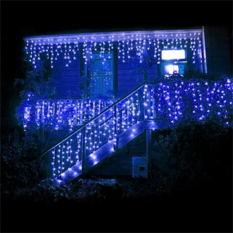 LED Icicle Lights 8 Modes 5M Outdoor Christmas String Lights Holiday Garlands for Eaves Balcony Hotel Entrance Patio Decoration