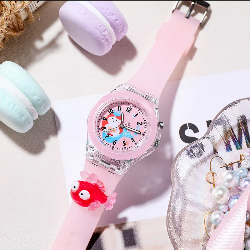 Baby Kids Watches Soft Silicone Cartoon Watch for Girls Boys Rabbit Flash Light Children Wrist Watch Clock reloj infantil