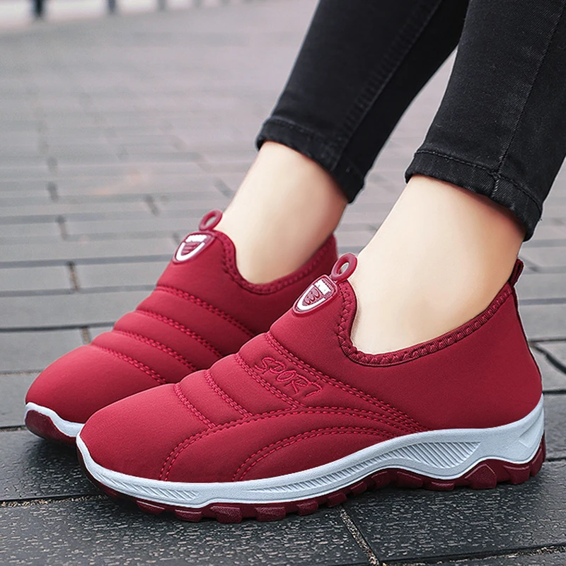 Women Boots Winter Shoes Women Ankle Boots Botas Mujer Waterpoor Snow Boots Female Slip On Flat Casual Shoes Plush Footwear