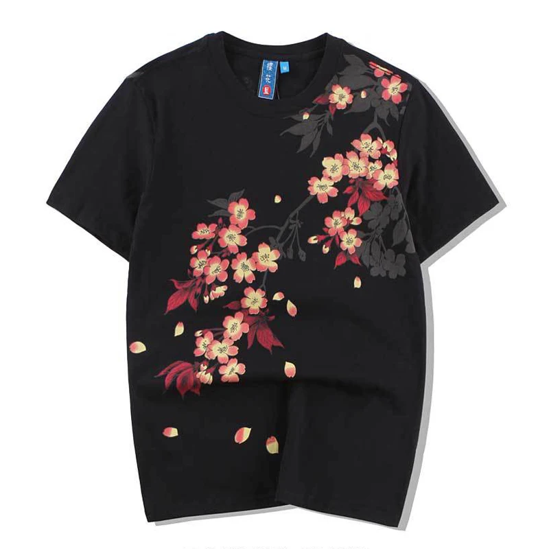 Supzoom New Arrival FashionCotton O-neck Animal Chinese Style Embroidered Carp Tattoo World Painting Loose Short T Shirt Men