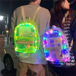 Pvc Waterproof Transparent School Bag Fashion With Light Backpacks High Quality Large Capacity Backpack Solid Clear Backpack