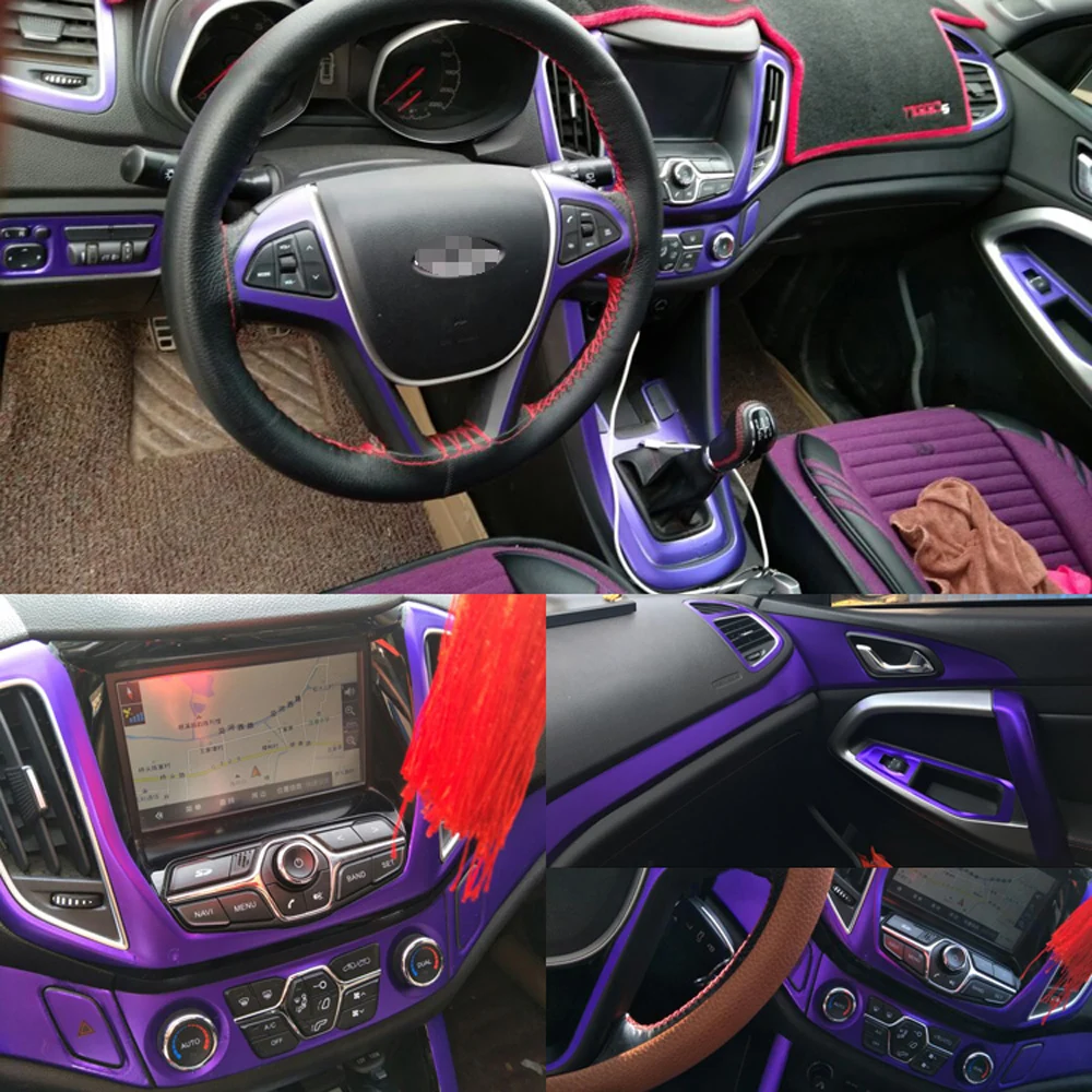 

Car-Styling 3D 5D Carbon Fiber Car Interior Center Console Color Change Molding Sticker Decals For Chery Tiggo 5 2014-2017