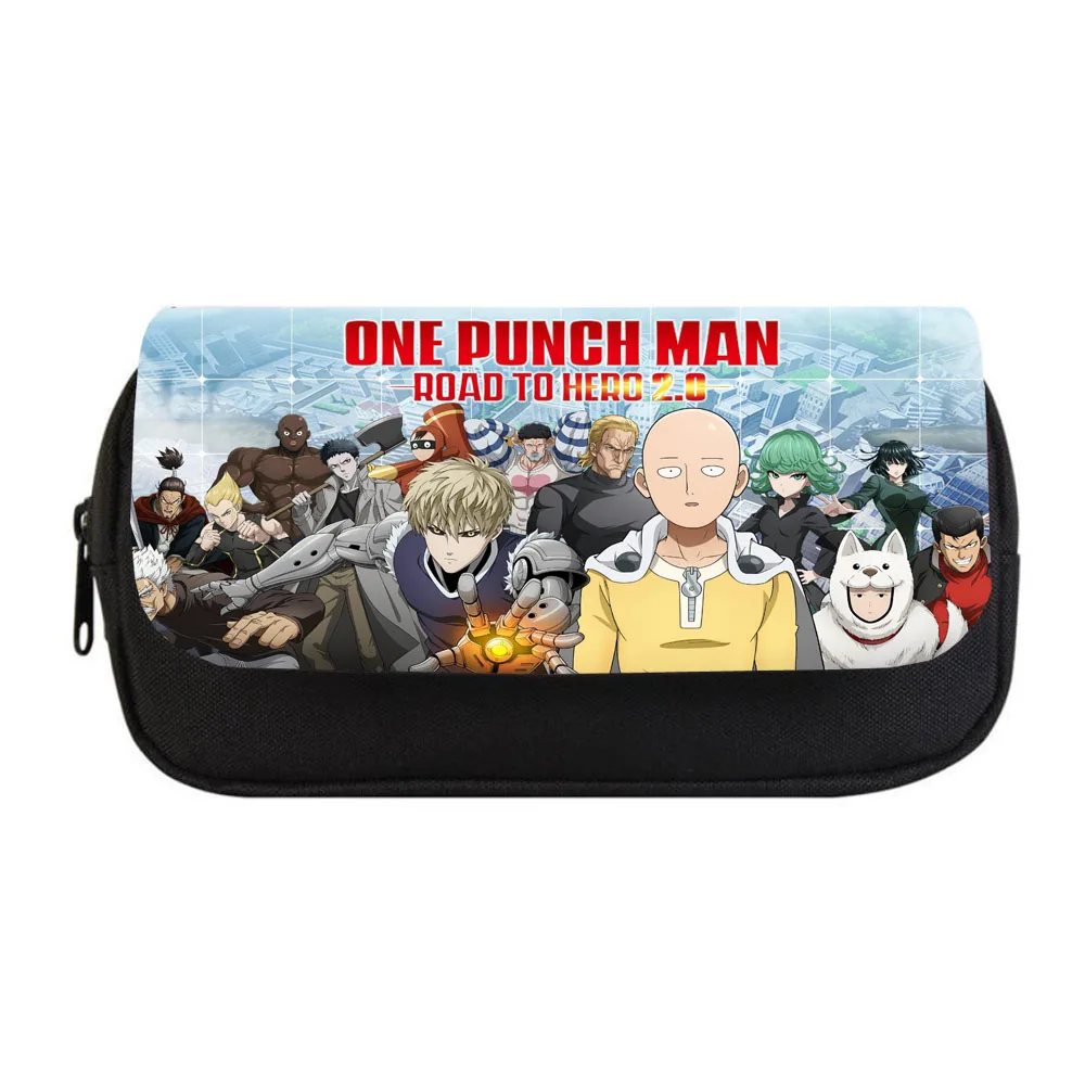 Anime ONE PUNCH-MAN Pencil bag Women Makeup Bag Child boys girls Pencil Case Student Double Zipper pencil Bag Handbag Purse