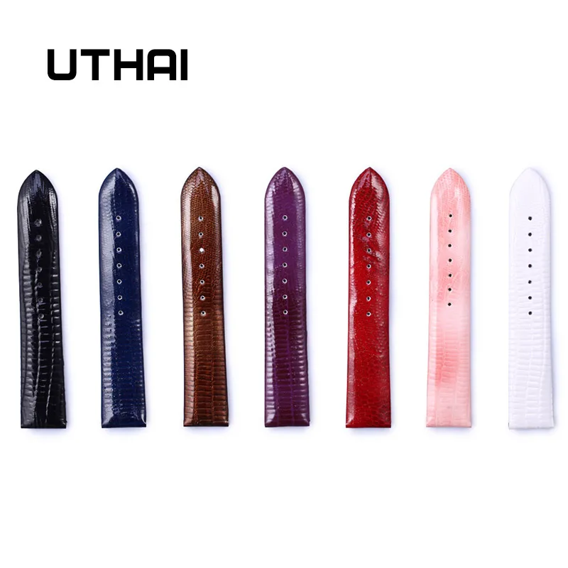 UTHAI Z10 Watch Band Woman Genuine Leather Straps 12-22mm  Accessories High Quality Lizard Pattern Watchbands