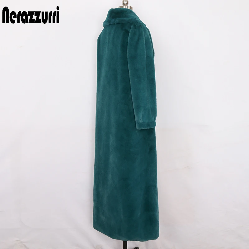 Nerazzurri Winter Maxi Flauschigen faux pelzmantel frauen lange hülse schal kragen X-lange flauschigen pelzigen mantel mode 2022 6xl 7xl