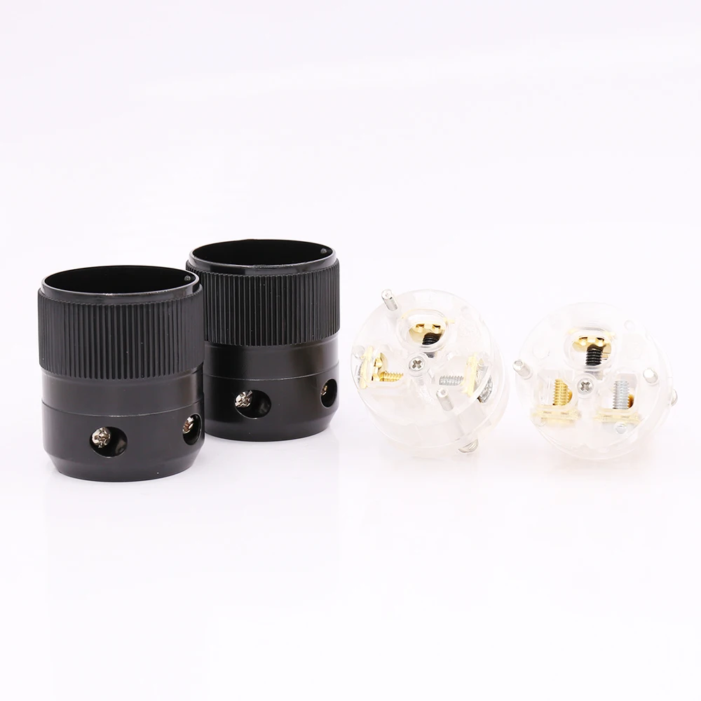 High quality Gold Plated transparent US AC Power Plug hifi IEC Female Connector DIY Power cable