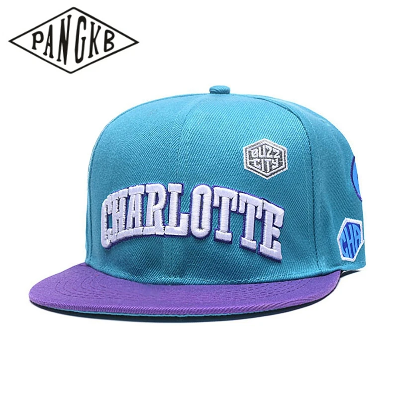 PANGKB ماركة شارلوت قبعة الأزرق الهيب هوب بوي كرة السلة الرياضة snapback قبعة الكبار في الهواء الطلق عادية الشمس قبعة بيسبول gorras العظام