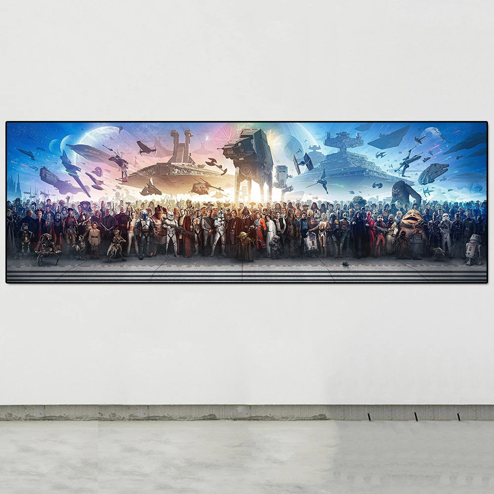 Disney Wars Fine Art Panorama Poster And Print Cartoon Avengers All Superhero Canvas Painting Large Wall Art Home Decoration