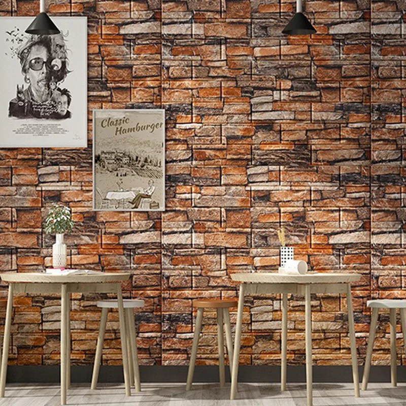 

Retro brick self-adhesive wall stickers 3D wallpaper culture stone living room TV background restaurant store decoration sticker