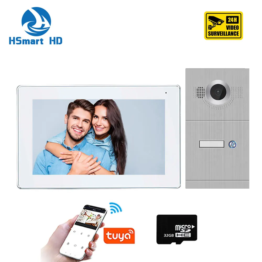 Tuya WIFI 7 inch Touch Screen IP POE Smart Video Door Phone Intercom System with HD Camera support  APP Remote Unlock