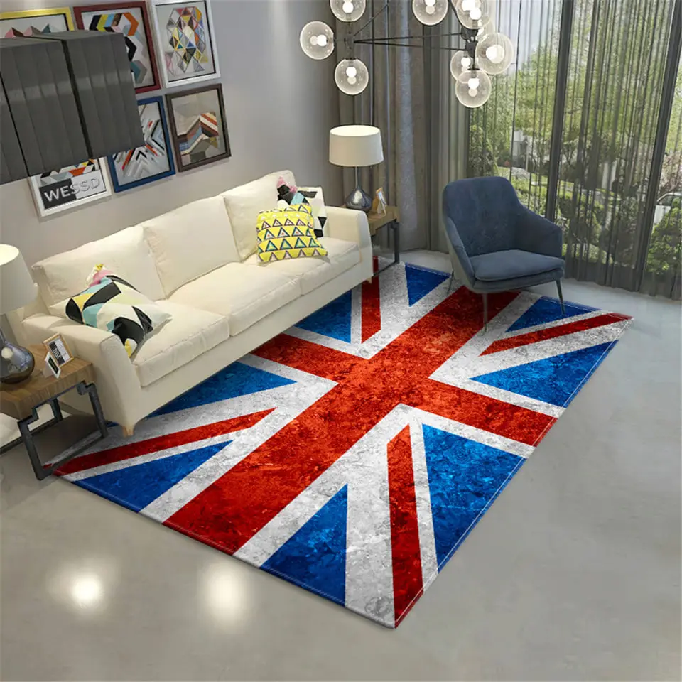 England Flag Carpet For Living Room Retro British Area Rug Room Decoration Coffee Table Mat Floor Mat For Bedroom Custom