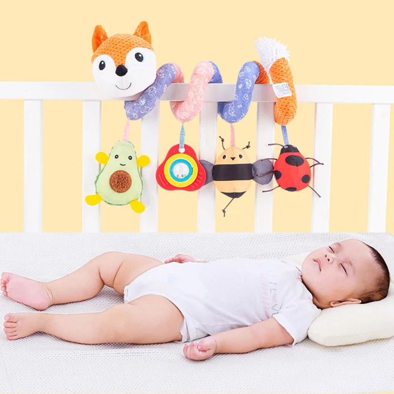 New Baby Toys Car Seat Spiral Hanging Toys For Stroller Crib Bar Crib And Car Seat Mobile With BB Squeaker Music Box And Rattles