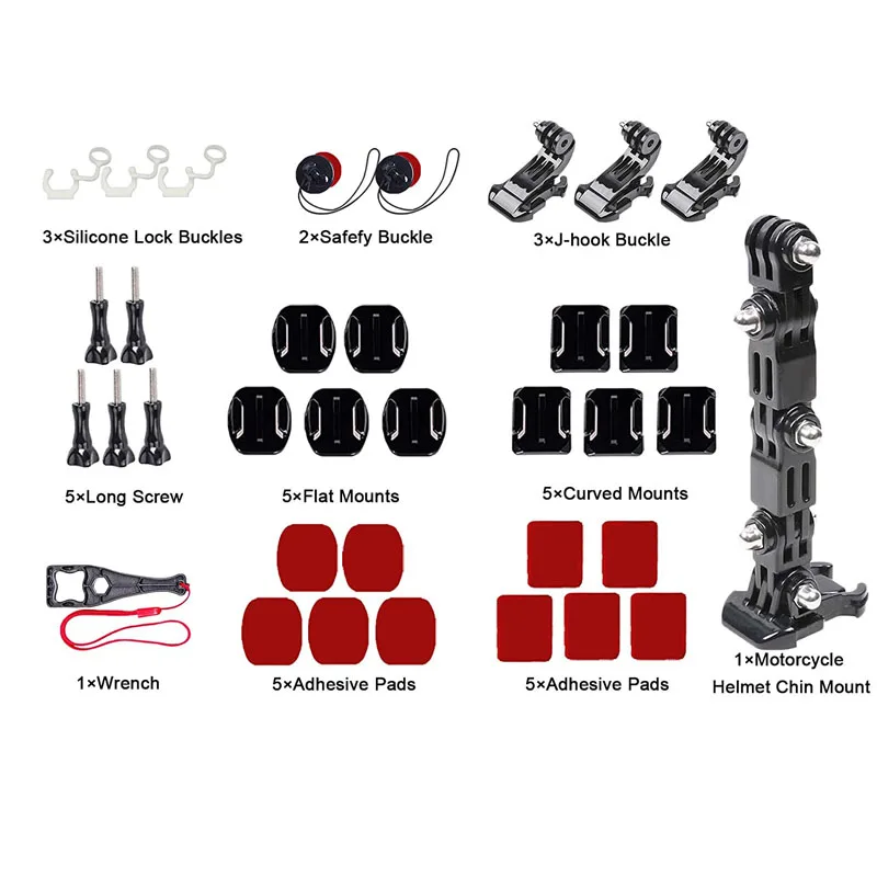 Accessories Kit for GoPro Hero 13 12 11 10 9 8 7 Black Silver 6 5 4 3 Osmo Motorcycle Helmet Chin Mount for Go Pro AKASO/Campark