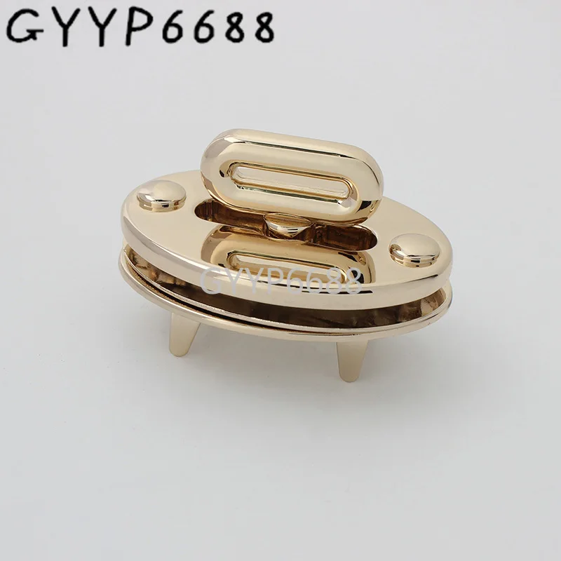 5sets 64*44mm round shape light gold polished twist lock for luxury handbag chain purse metal turn lock handbag fasteners