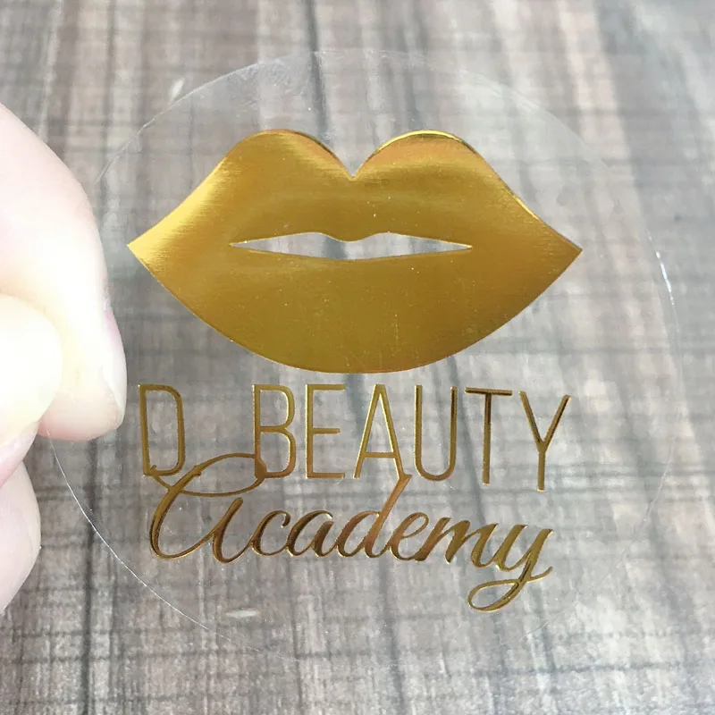 100pc Gold Clear logo stickers Custom Eyelashes Labels Brand Transparent Bottles Pasters Mink Lashes Lipgloss Tubes Logo Sticker