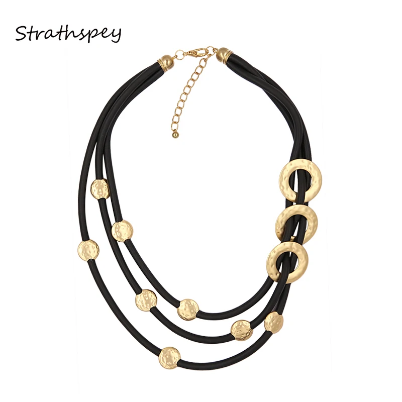 STRATHSPEY Mode Neue Lange Unregelmäßige Kupfer Rohr Halskette Für Frauen Aussage Chunky Multi Lay Schmuck – Detail 40