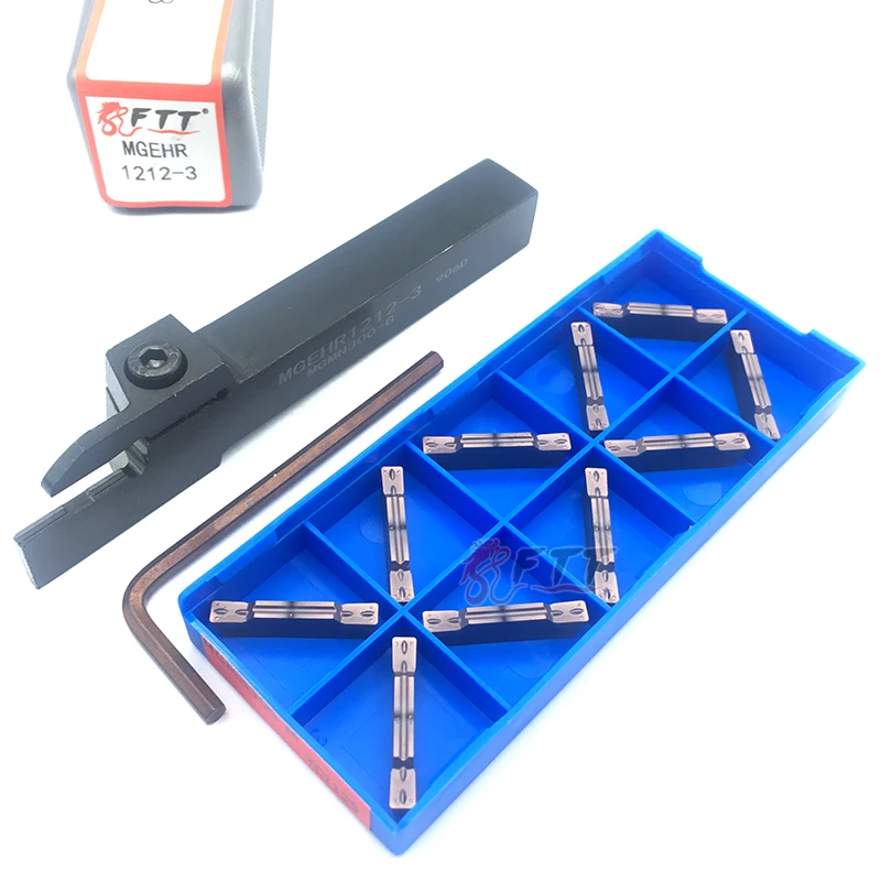 MGMN300 M YC1125 High Quality Carbide Inserts + MGEHR1212-3 Lathe Cut-Off Grooving Parting Tool Holder Wrench Turning Tool Set