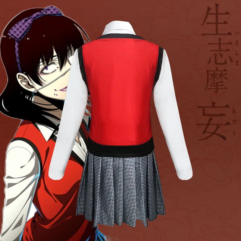 Kakegurui fantasia japonesa para cosplay, uniforme escolar feminino midari de ikishima, traje para festa de halloween