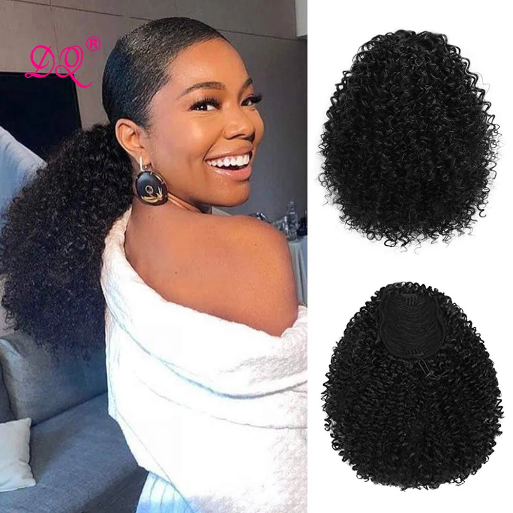 

DQ Drawstring Puff Curly Ponytail Short Wrap Synthetic Wig Bun Afro Ponytail And Wig Pieces Extension For Black Women Cosplay