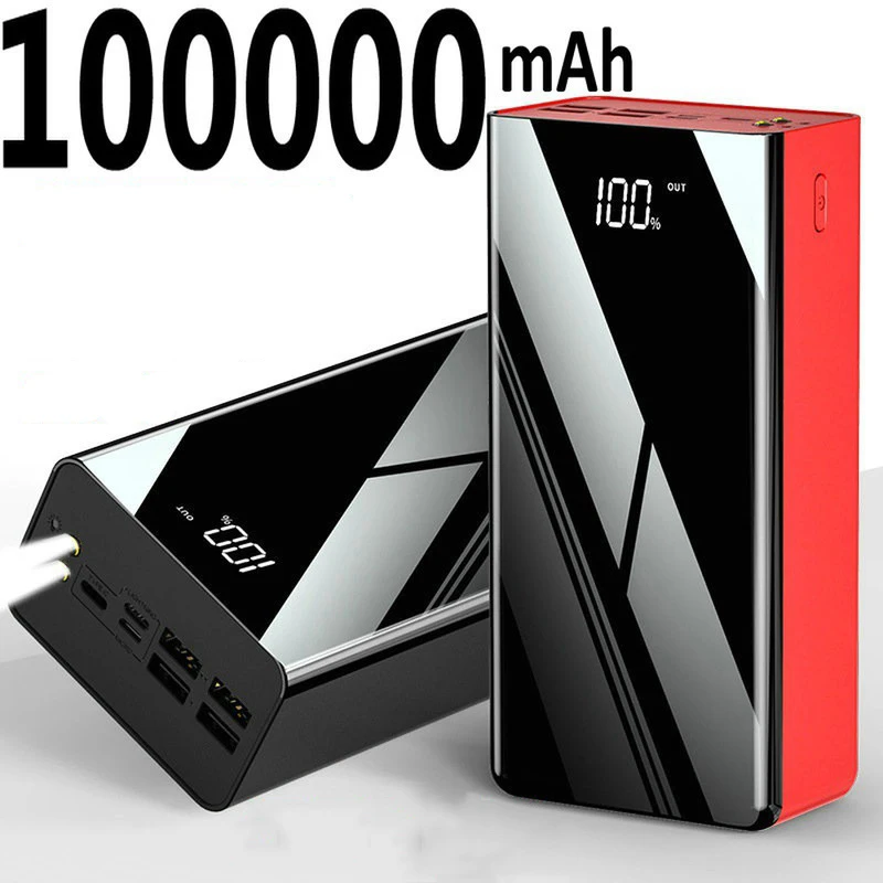 100000mAh Power Bank with 4 USB Output Fast Charging Powerbank External Battery Pack for iPhone Samsung Huawei Xiaomi Poverbank