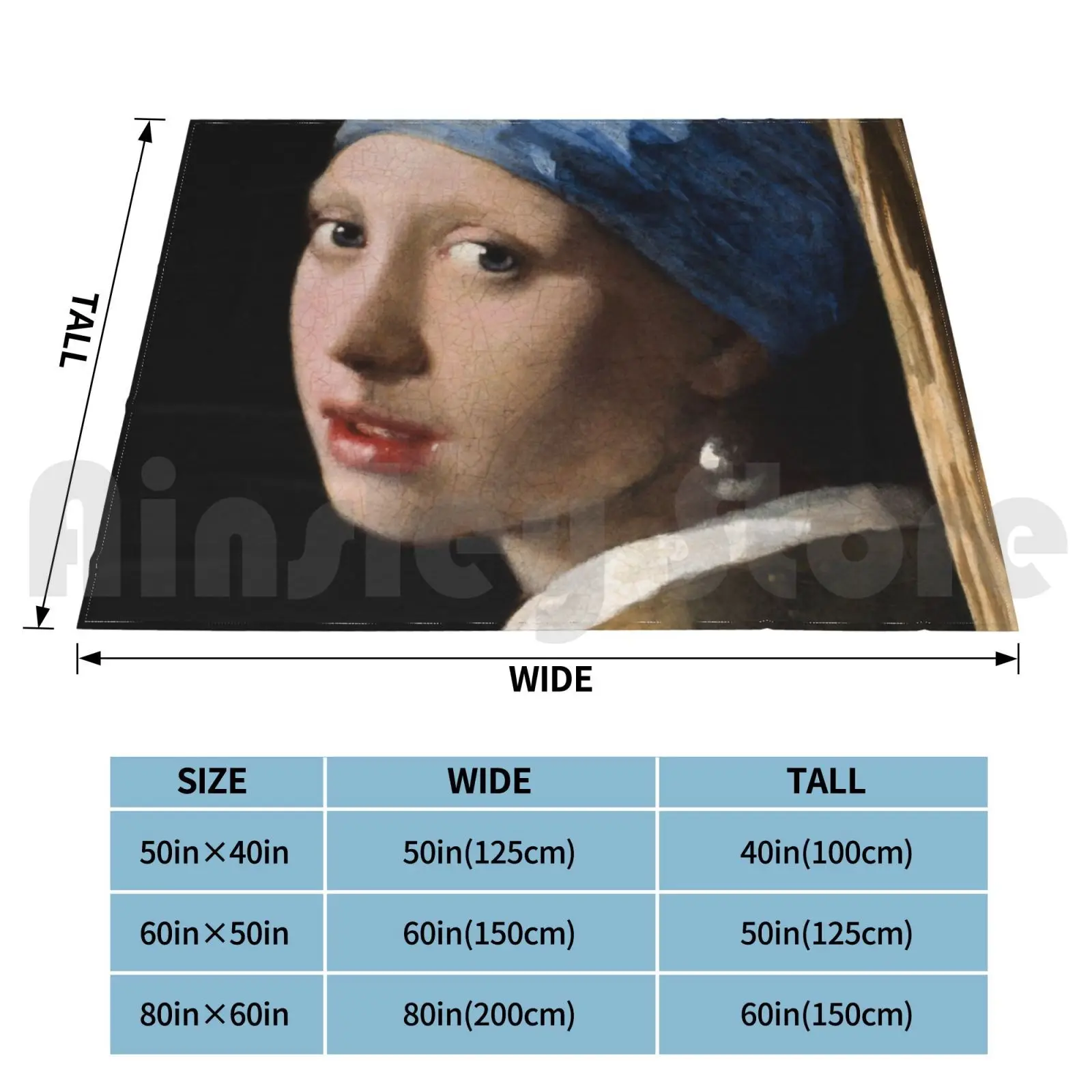 Girl With A Pearl Earring-Johannes Vermeer Blanket For Sofa Bed Travel Johannes Vermeer Dutch Famous Painter